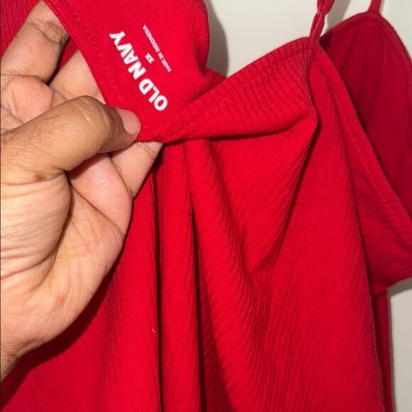 Old Navy Bright Red adjustable strap snap buttoned ribbed bodysuit 3x NWT - Picture 8 of 11